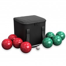 Bocce Ball Set- Outdoor Family Bocce Game for Backyard, Lawn, Beach and More- Red and Green Balls, Pallino, and Equipment Carrying Case by Hey! Play!   570145529